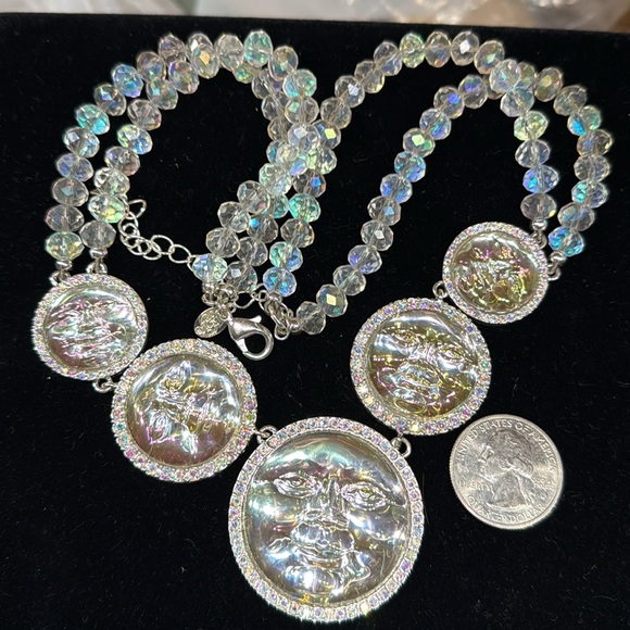 Kirks Folly Seaview Watermoon Necklace Crystal Dream Aurora Borealis Soap Bubble